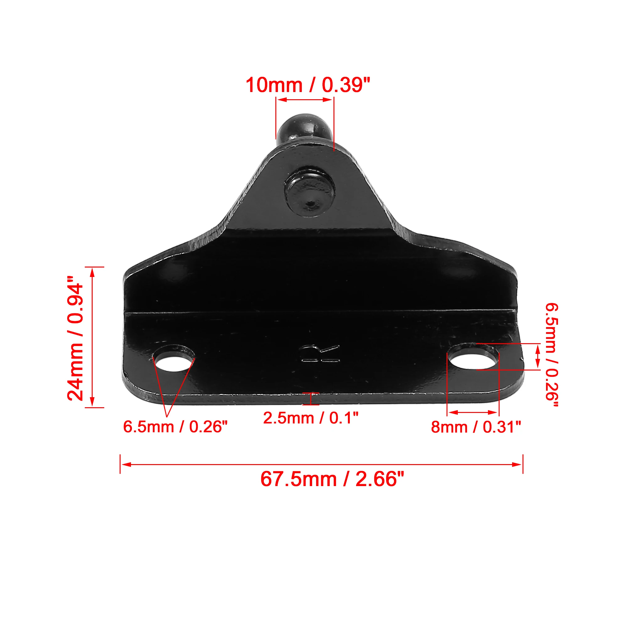 X Autohaux 2pcs 4Pcs 10mm Car Ball Studs Shock Mounting Brackets Black for Gas Struts Shocks Bracket 67.5x40.5x24mm