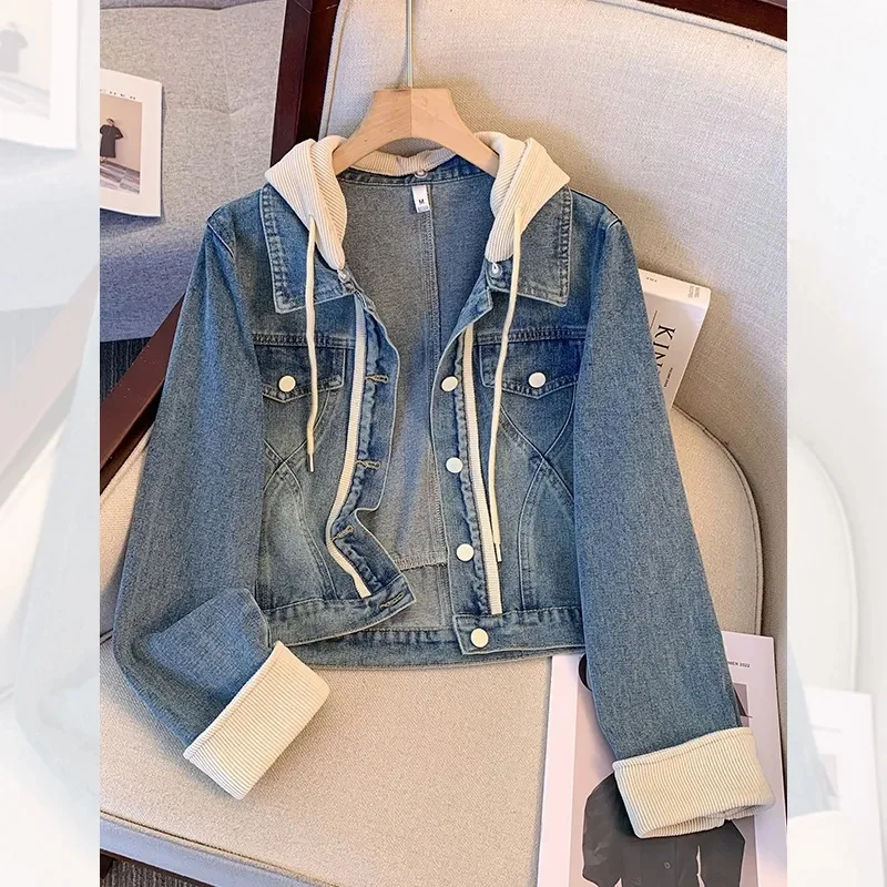 

Hooded Denim Jacket for Women in Early Spring 2024 With a Combination of Casual and Trendy Brand Spring and Autumn Short Jacket