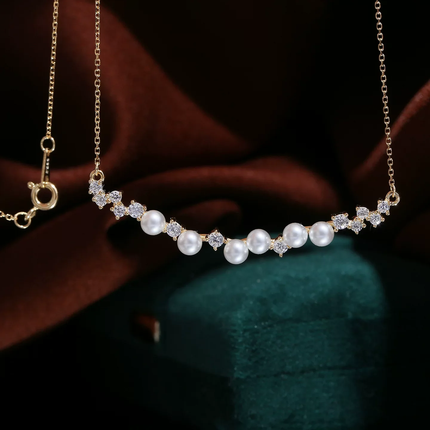49 Sterling silver pearl necklace with empty setting, multiple pearl pendants, and silver setting accessories, 3.5-4mm 3