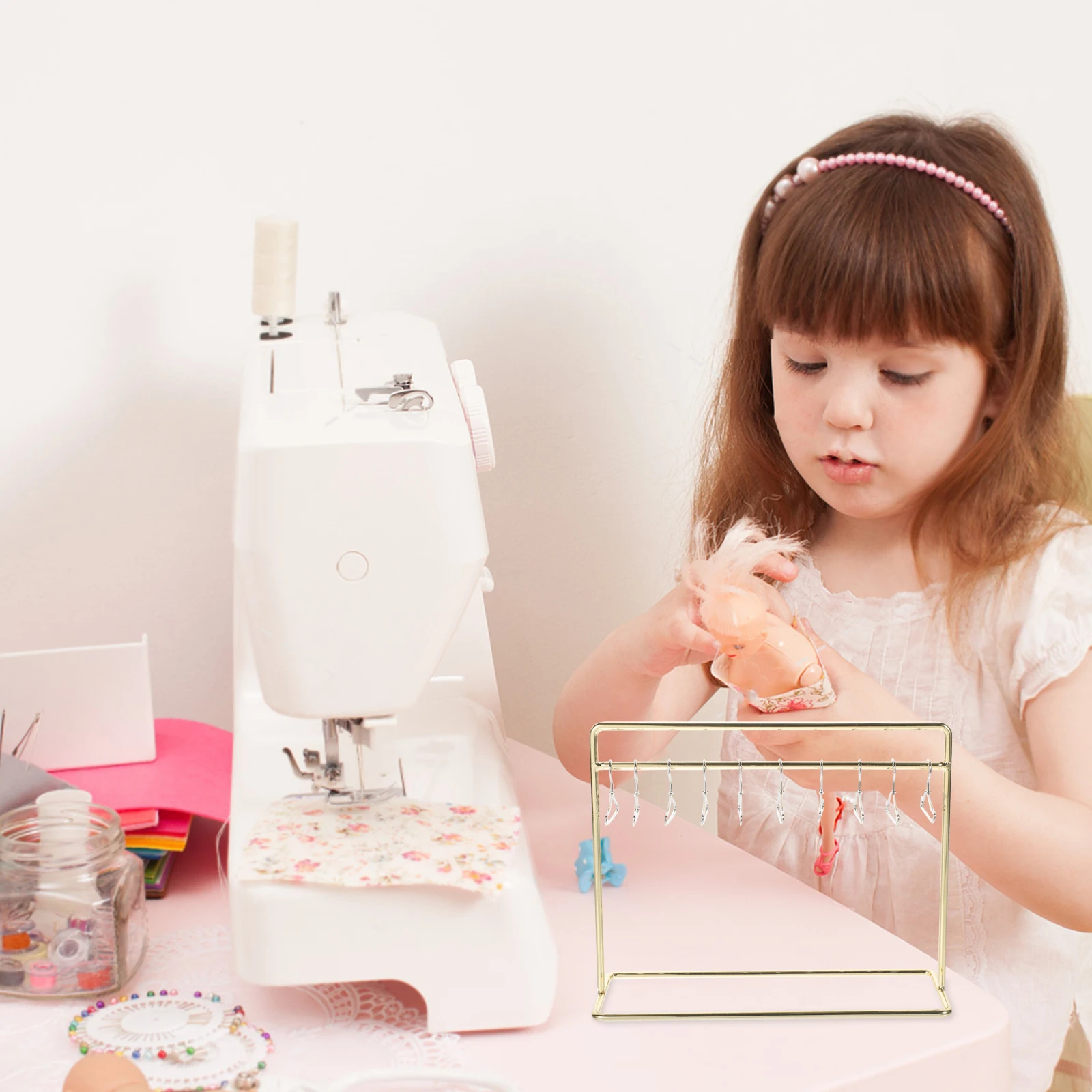 

Mini Hanger Miniature Apparel Hangers Dollhouse Clothes Rack Baby Miniatures Accessories Iron Storage Racks