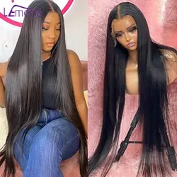 Lemoda 34 36 Inch13x6 Straight HD Lace Frontal Wig 13x4 Lace Front Human Hair Wigs For Black Women HD Lace Virgin Human Hair Wig