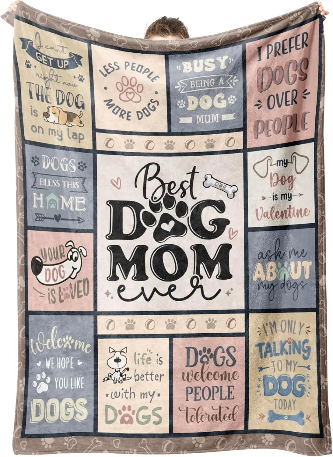 Best Dog Mom Blanket – Cozy Throw for Pet Lovers, 80x60 inch, Funny Canine Gift for Women, Birthday, Christmas, Mother's Day