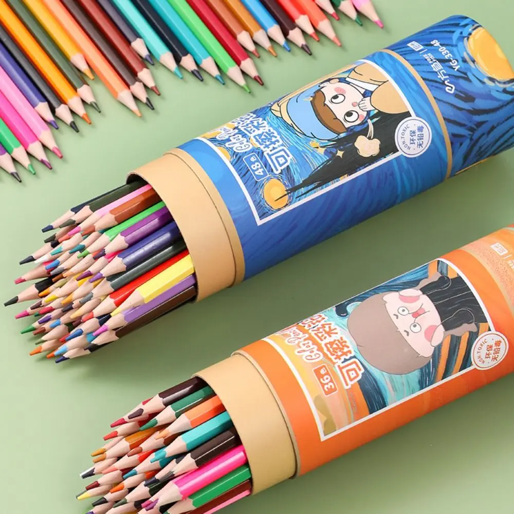 1 Set 12/18/24/36/48 Colors Painting Pencil Set Oil-based Colored Pencils Stationery Pencil Painting with Eraser Color Pencils