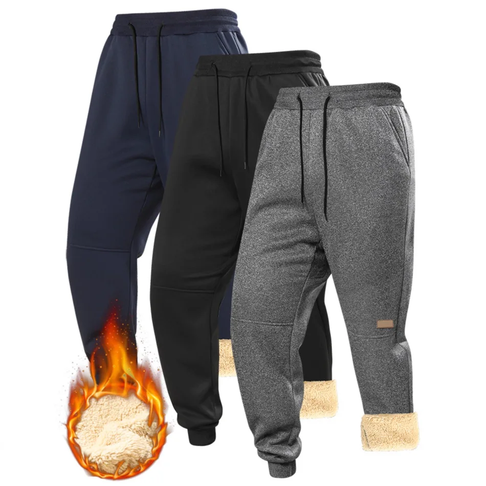 

Men's Fleece Lined Thermal Winter Pants, Heavyweight Windproof Casual Men Trousers, Straight Leg Sportswear Sweatpants For Man
