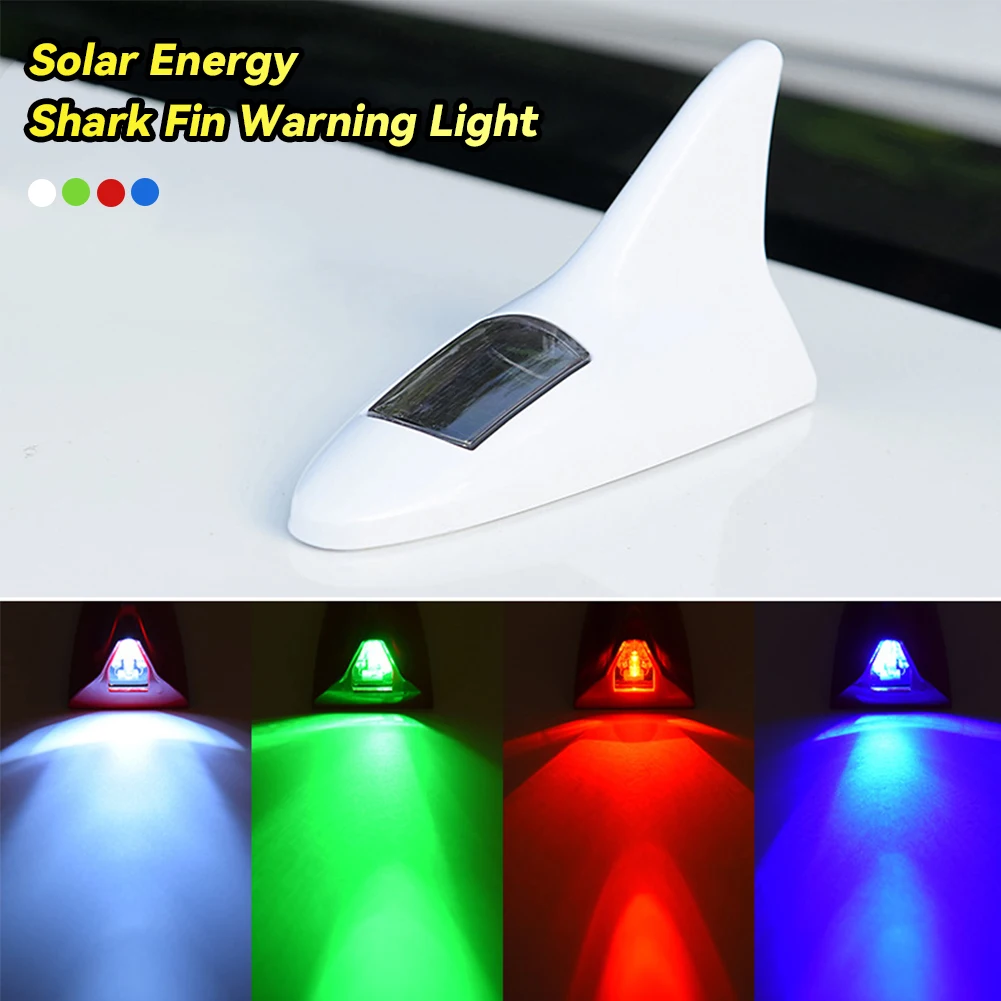 Solar Energy Car Shark Fin Antenna 8 LED Warning Tail Lights Anti-Tailing Flash Strobe LightAuto Roof Decoration