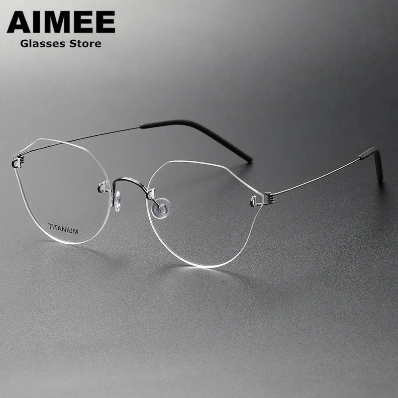 

Titanium Rimless Denmark Brand Screwless Glasses Frame Men Ultralight Prescription Eyeglasses Women Optical Blue-light Eyewear