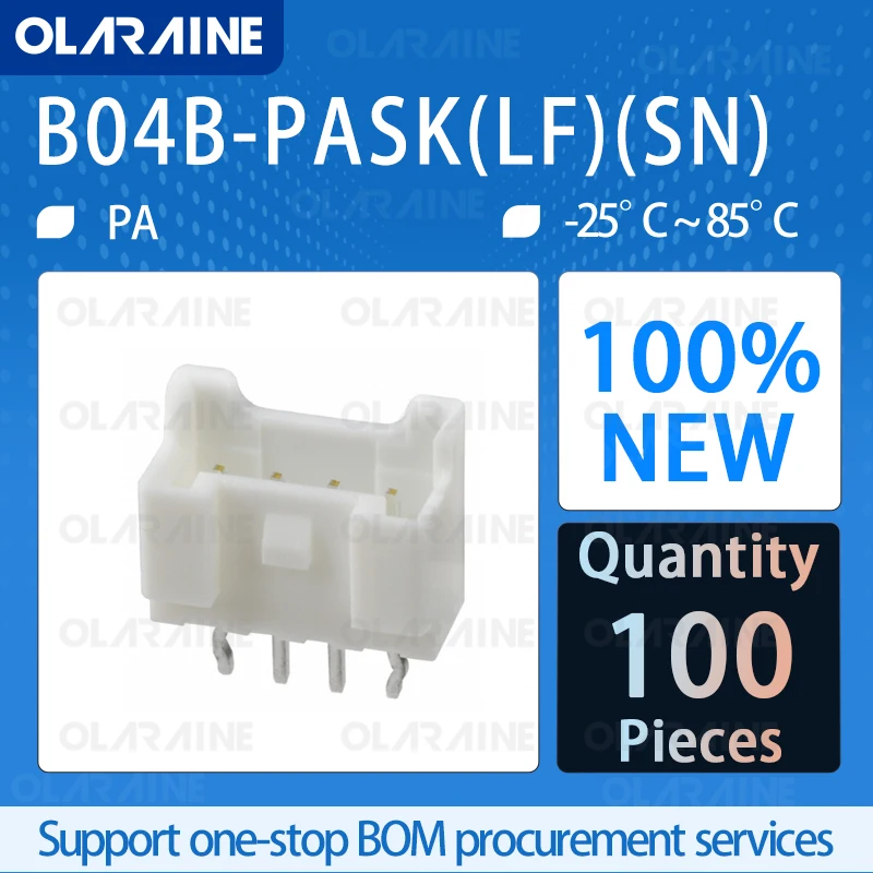 100Pcs B04B-PASK(LF)(SN) Connectors, Interconnects Rectangular connectors Headers, male pins 3A 250V