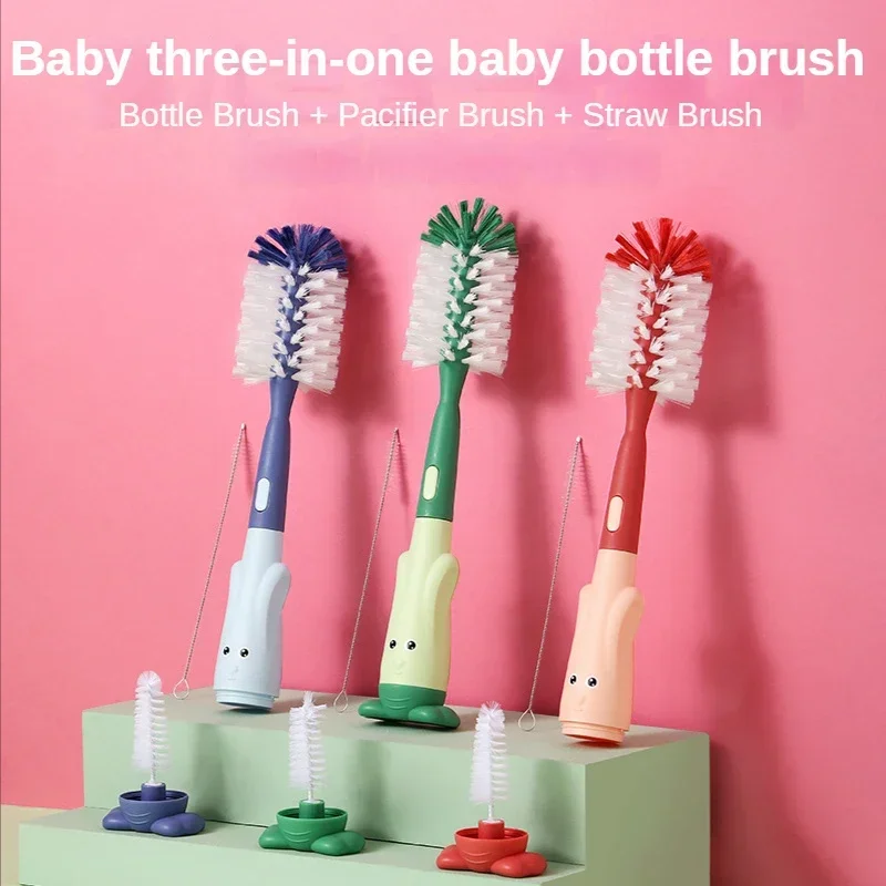 Handheld 360 Degree Rotation Soft Head Bottle Cleaning Brush Baby Bottle Brush Set Water Bottle Cleaner Cup Cleaning Tool