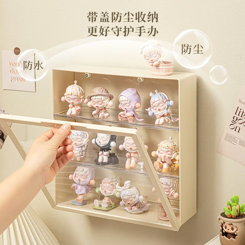 

Labubu Acrylic Storage Cabinet Wall Mounted for Figurines Dolls Toy Display Rack Transparent Dustproof Organizer Hot Sell