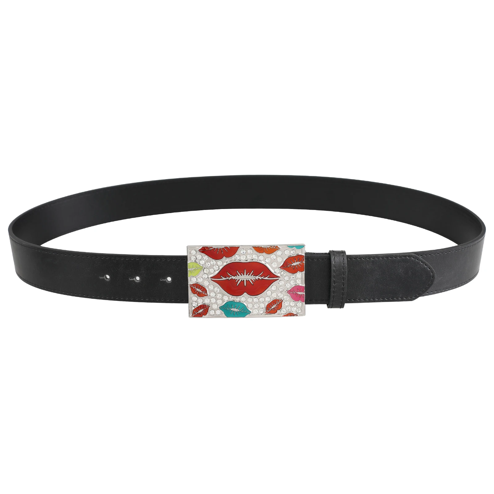 Lippen Riemgesp Strass Decoratie Modieuze vierkante gesp