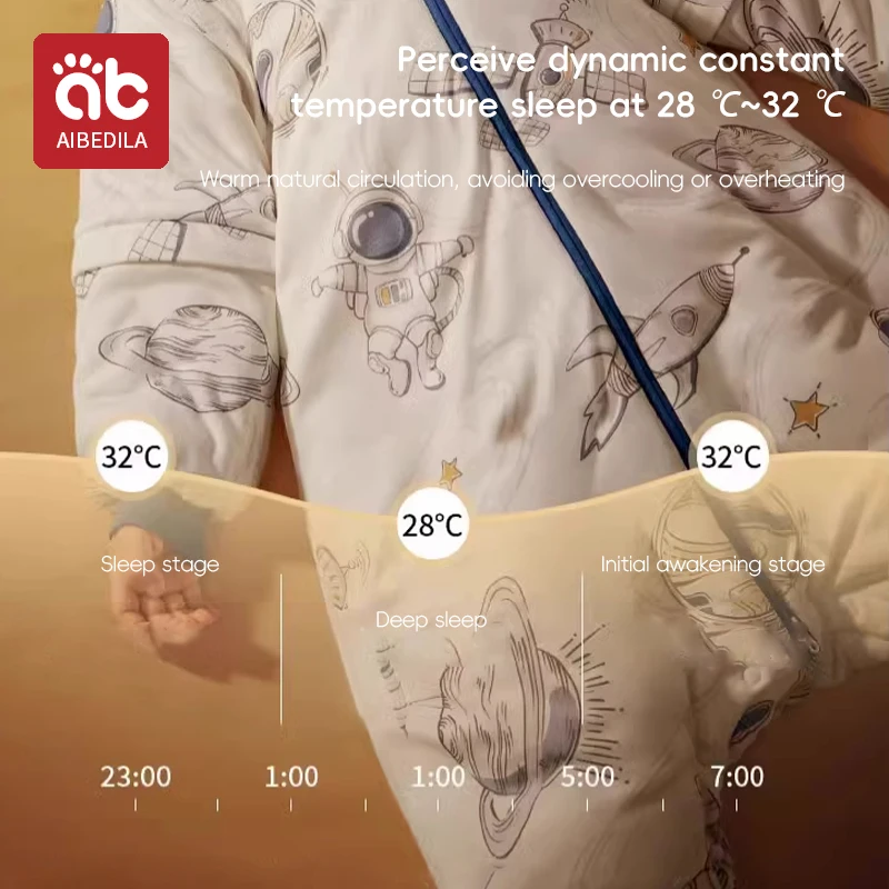 AIBEDILA, Mono para niños y niñas, pijamas de algodón de bambú de manga larga, pijama de dibujos animados de invierno para niños, ropa de dormir