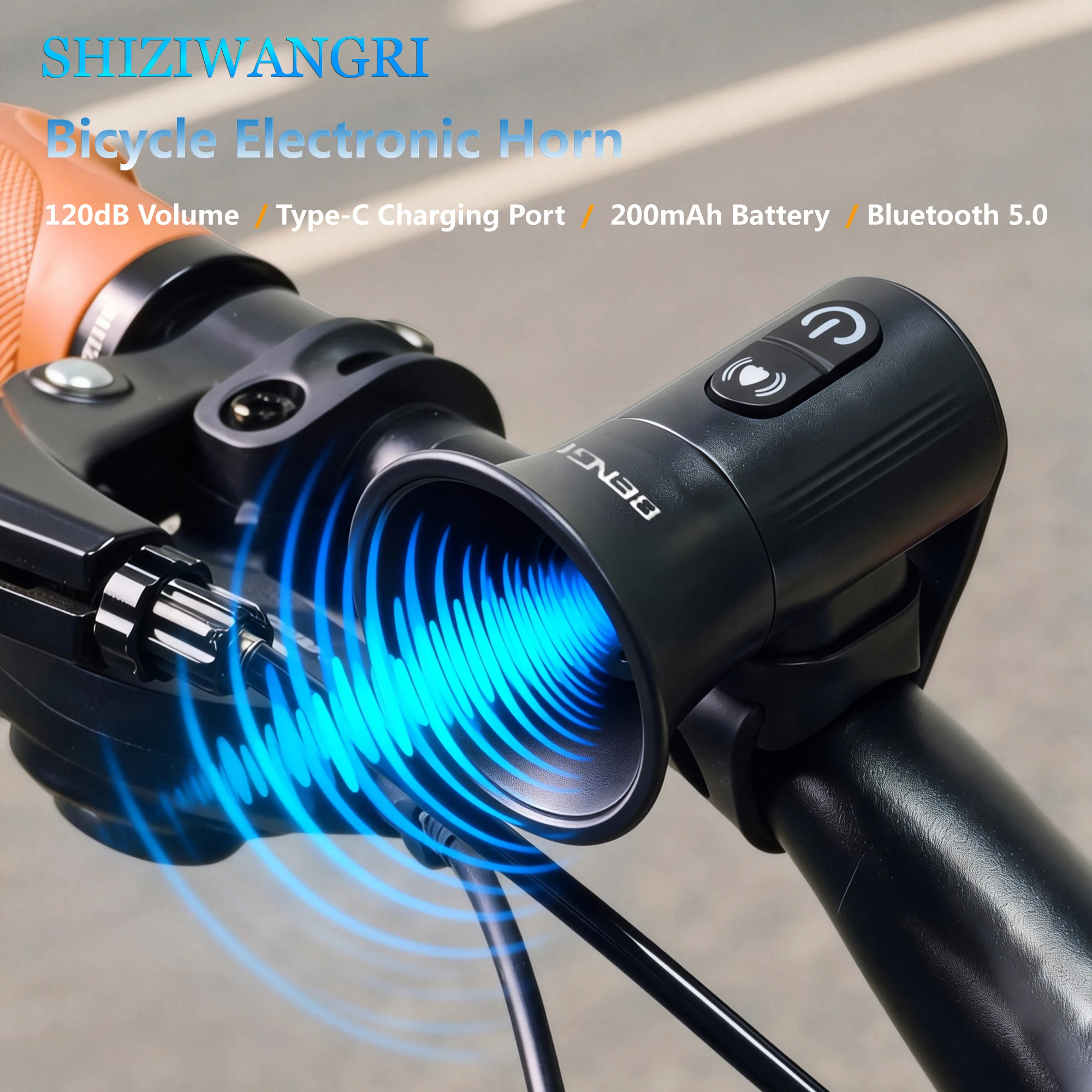 2026 120dB Electric Bicycle Horn Bell Equipped with Bluetooth 5.0 Music Player Function 200mAh C-type Rechargeable Riding Bell