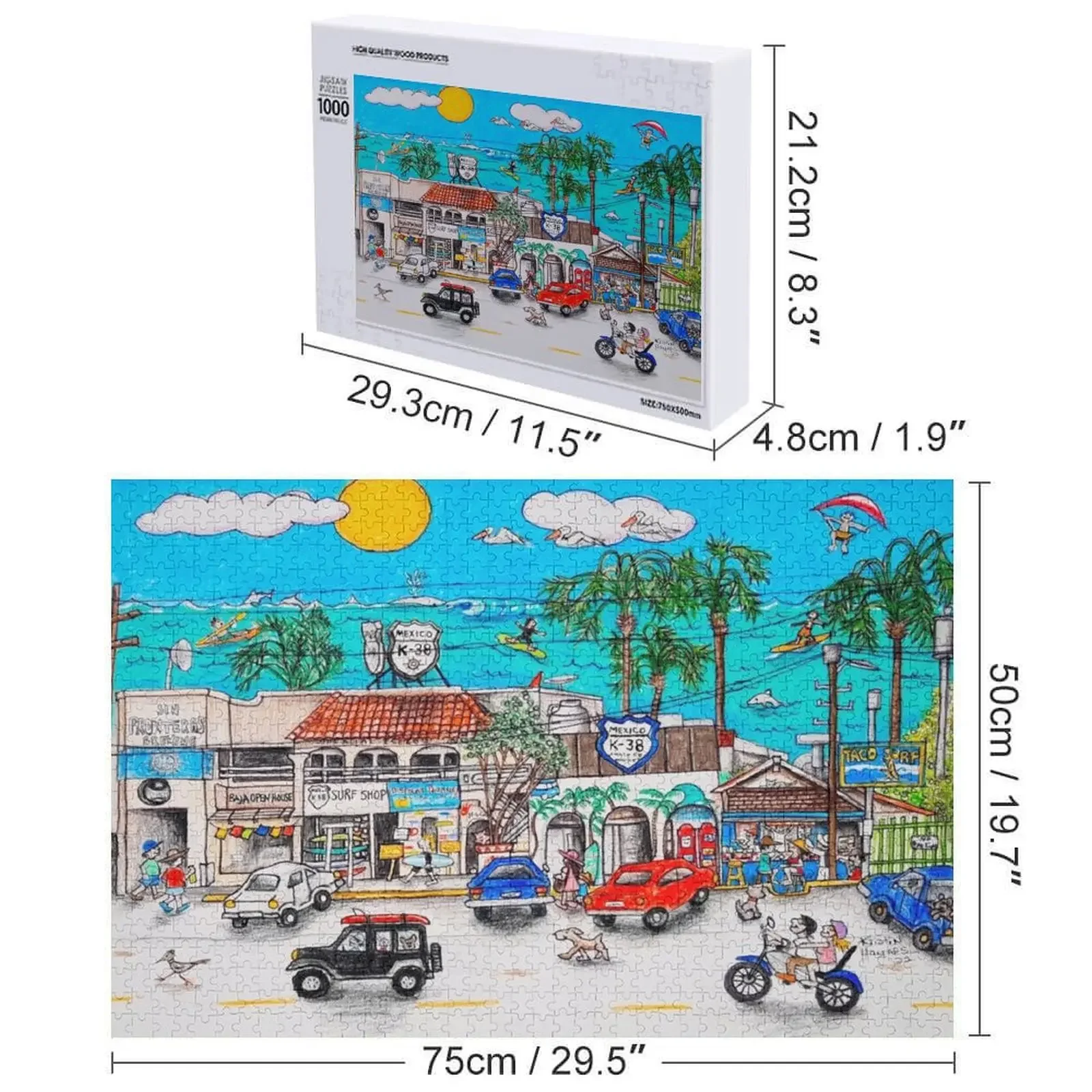 K-38 quebra-cabeça de loja de surf, nome de madeira, foto personalizada, nome de presente, brinquedo de madeira, quebra-cabeça de foto