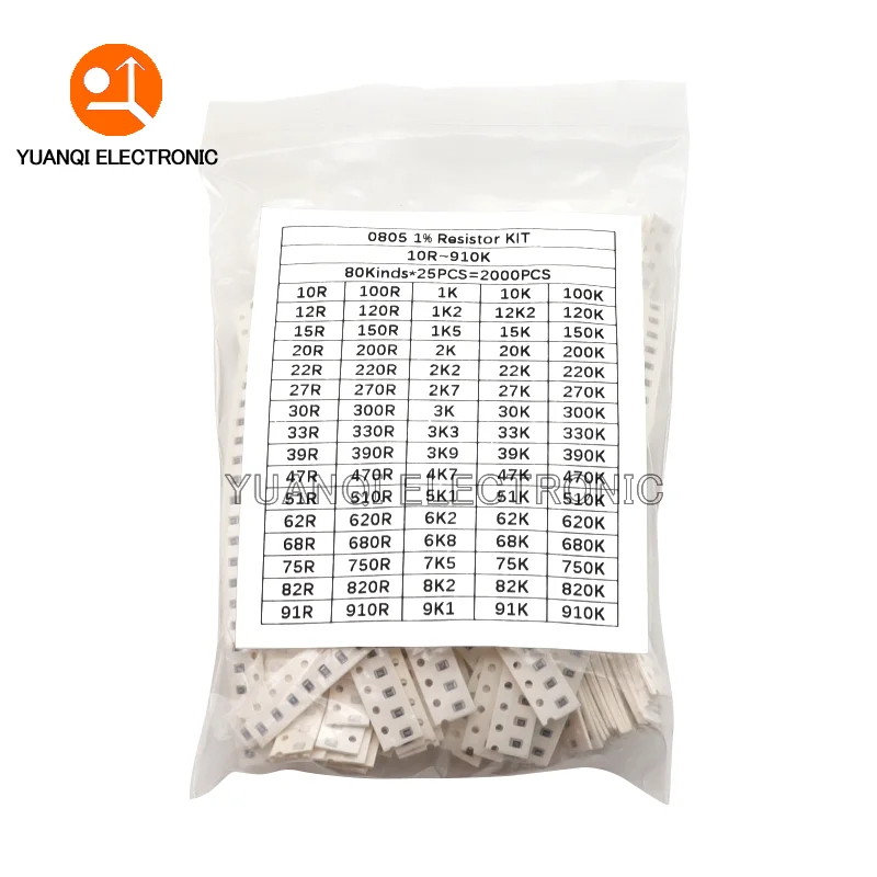 1% 0402 0603 0805 1206 SMD Chip Resistor Assorted Kit 10 ohm - 910K 80Values Resistance Sample set