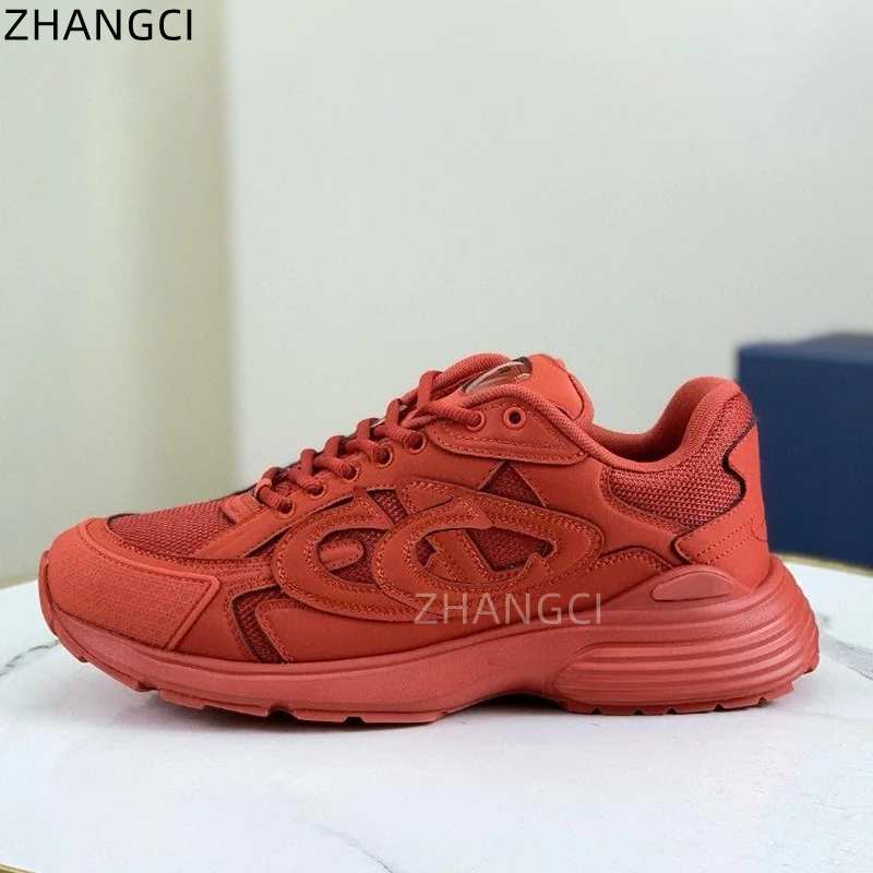 2024 high quality luxury designer luxury leisure non-slip breathable sneaker stitching mesh lace-up high-grade lightweight