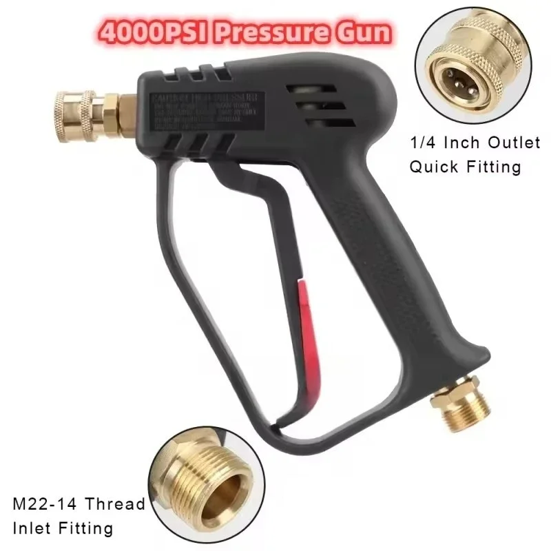 250bar 4000psi High Pressure Washer Gun, 5 Quick Nozzles M22 Male Inlet Pressure Water Gun for Car Washing Cleaning