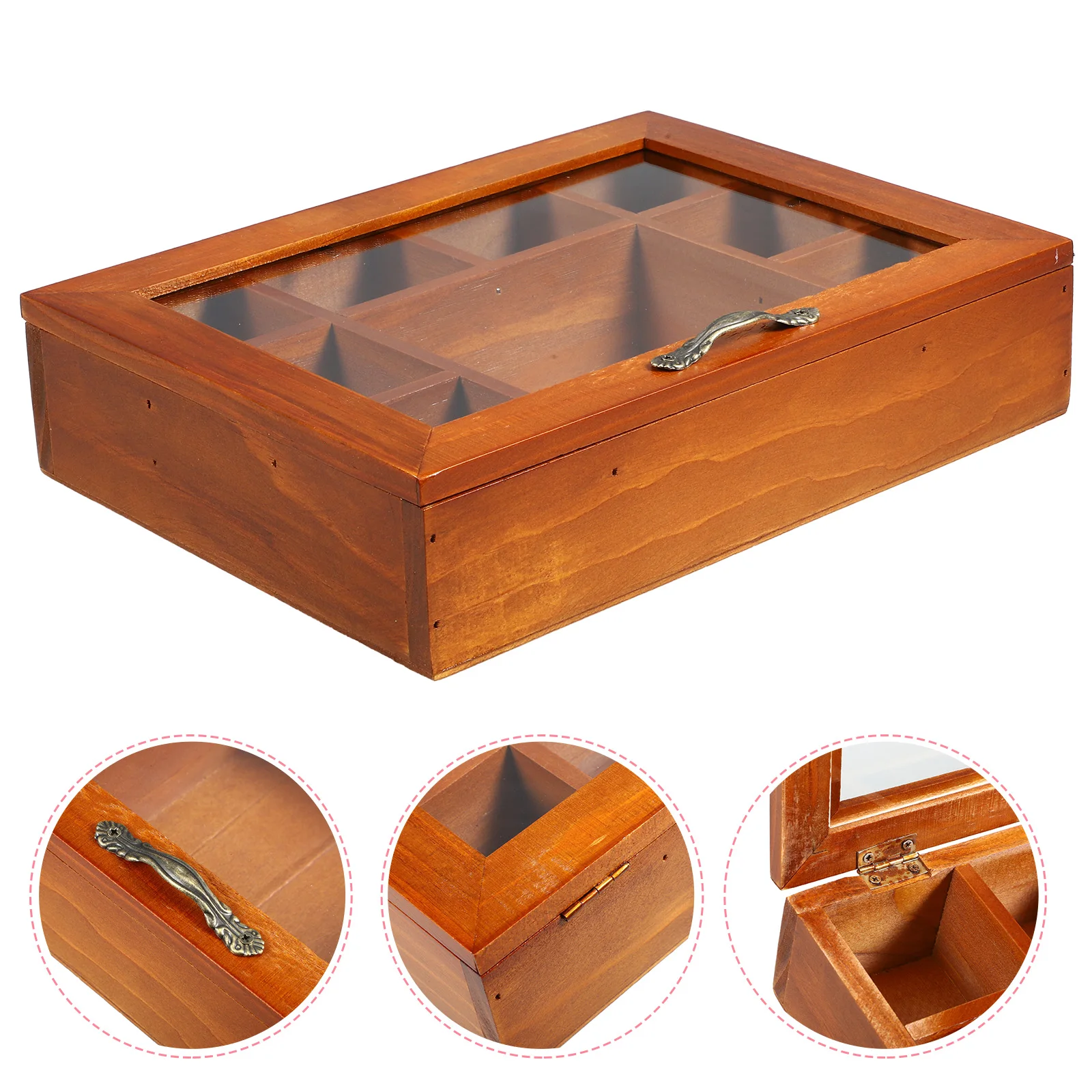 

Wooden Divided Box With Lid Hair Ties Accessories Organizer Storage Container Lipstick Box Desktop Holder Trinket