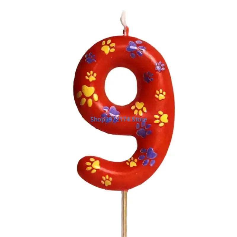 Y3NB Funny Dog Paws Print Birthday Numeral Theme For Pet Lover Party Decors