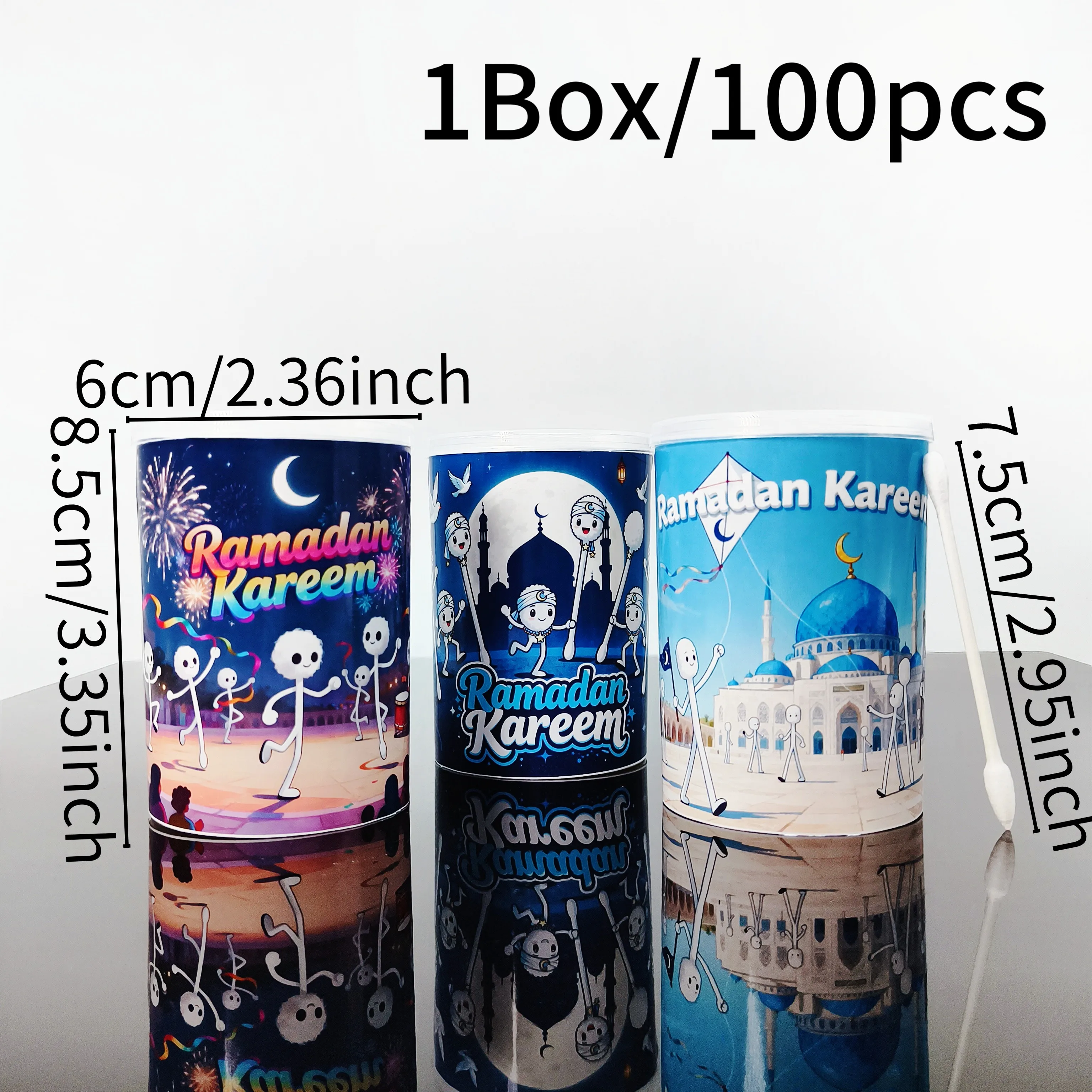 300PCS/500PCS 중추절 테마 면봉, 뾰족한 둥근 성인용 면봉, 휴일 선물용 면봉