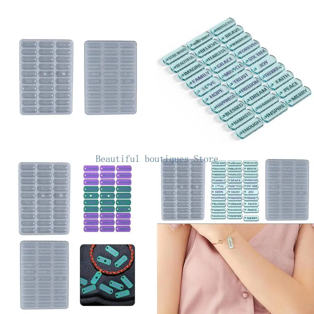 

U4LF Words Resin Mold Motivational Charms Pendant Silicone Mold, Inspirational Letter Mold for DIY Necklace Bracelet