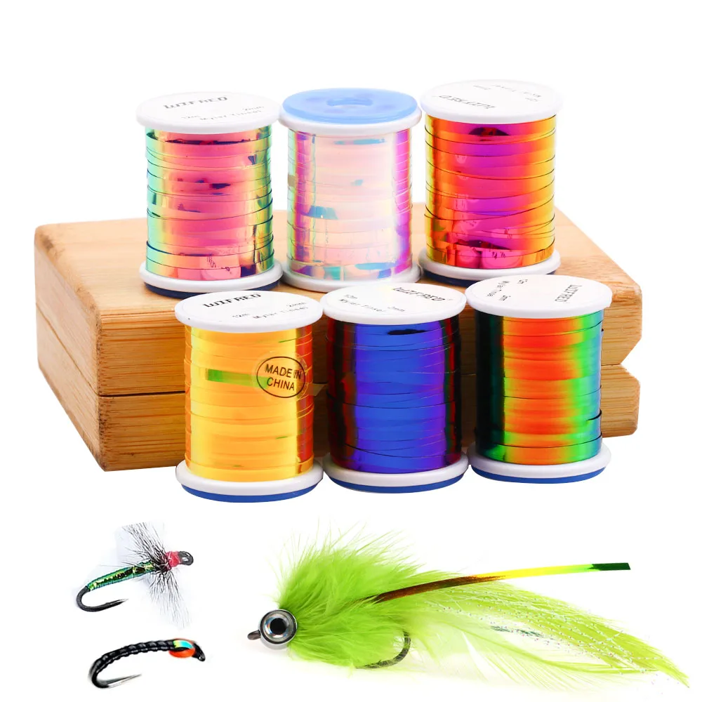 ICERIO 2mm 2 Tones Fly Tying Material Flat Mylar Tinsel for Streamer Flashback Nymphs Midge Body Rib Fishing Lure