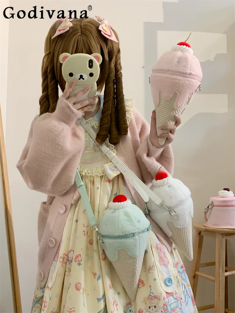

Kawaii Girl Japanese Original Lolita Plush Messenger Bag Sweet Girl Cute Daily with Commuter Fashion Ice Cream Bag