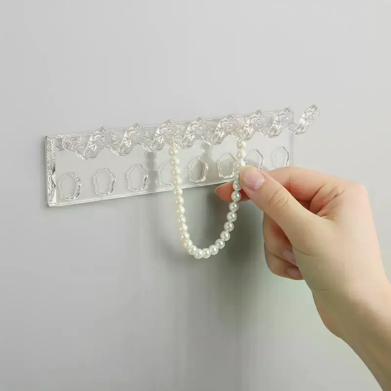 Wall Mounted 3Pcs Flower Acrylic Jewelry Holder Earring Necklace Organizer for Bedroom Decor