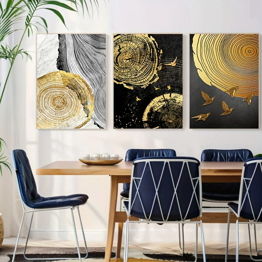 2D Flat 3pcs Unframed Rumlly Modern Abstract Tree rings Picture Home Decor Nordic Canvas Painting Wall Art Luury Minimalist P