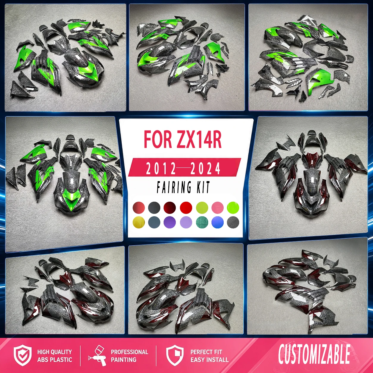 Motorcycle Fairings 2012-2024 ZX14R Motorcycle Modification Accessories Fairing Kit for Kawasaki 12-24 ZX 14R
