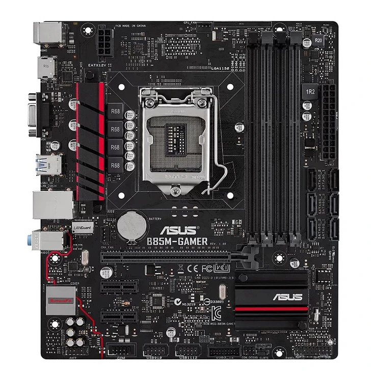 Asus B85M-Gamer motherboard, supports 1150 pin CPU, four DDR3 memory slots, with HDMI and VGA interface