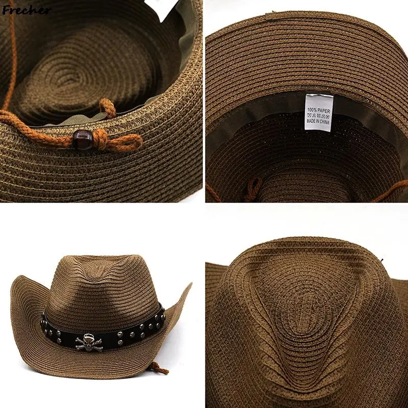 Summer Western Cowboy Hats Men Women Retro Fedora Caps Fashion Jazz Hat Beach Holiday Country Panama Gentleman Grassland Cap