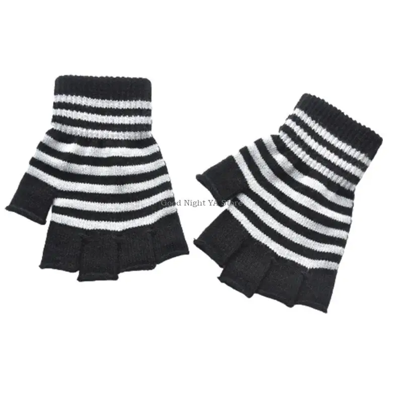 Sarung Tangan Rajutan Musim Dingin Setengah Finger Mitten Sarung Riding Color Color Coloring