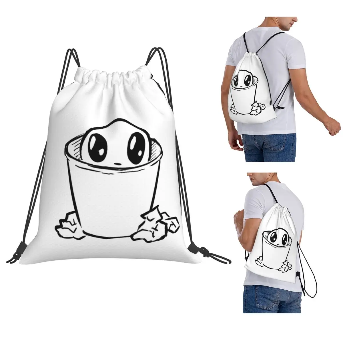 TBH Autism Creature Meme Yippee Backpacks Portable Drawstring Bags Storage Bag Book Bags for Man Woman Students