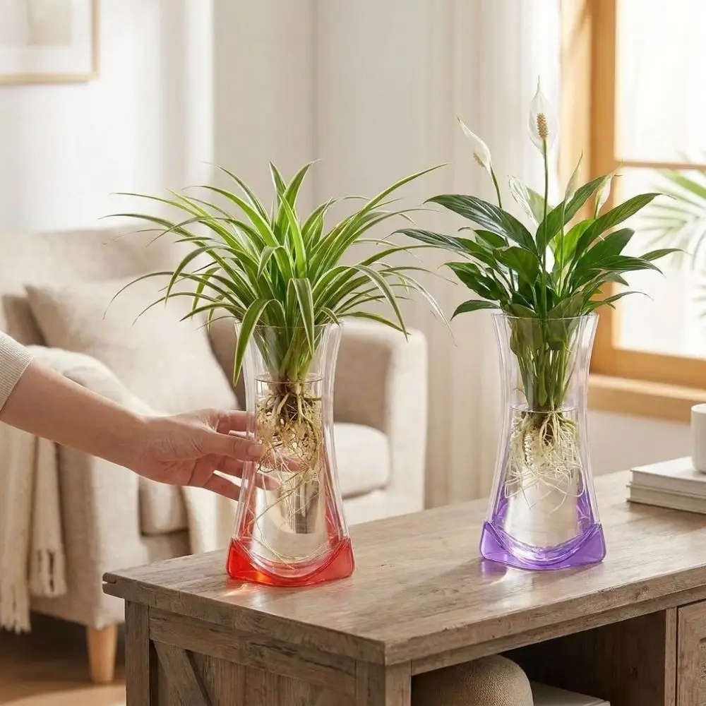 5Pcs Folding Clear PVC Flower Vase Shatterproof Collapsible Hydroponic Floral Vase Leak-proof