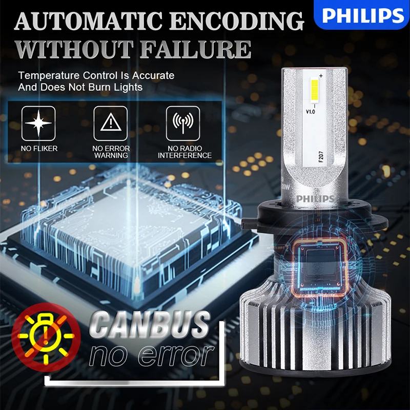 Philips Super Mini H7 Led Bulb Auto Fog Lights Headlight H1 H4 H8 H9 H11 H16 HB3 HB4 HIR2 9005 9006 9012 Car Lights 6500K 2Pcs