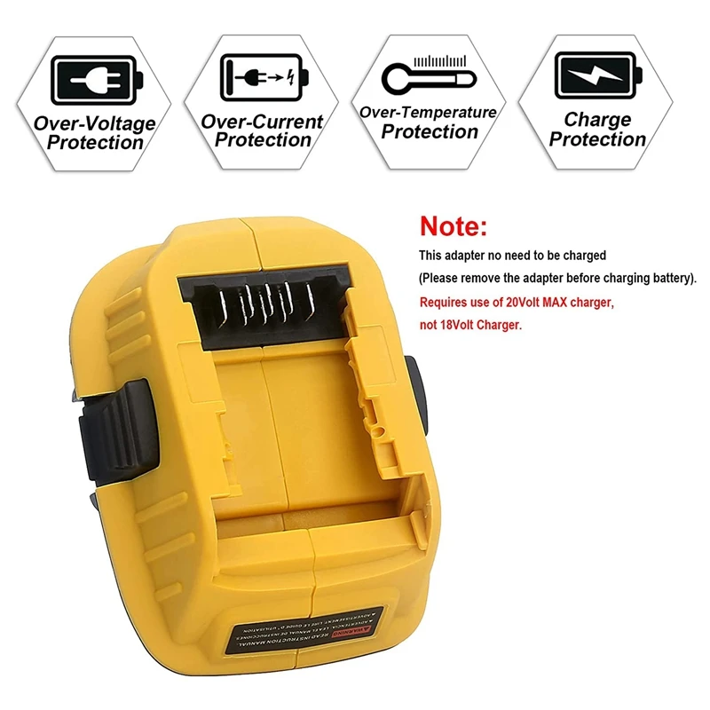 DCA1820 Battery Adapter Replacement For Dewalt Lithium Battery DCB206 DC9098 DC9096 Li-Ion To Nickel Power Adapter