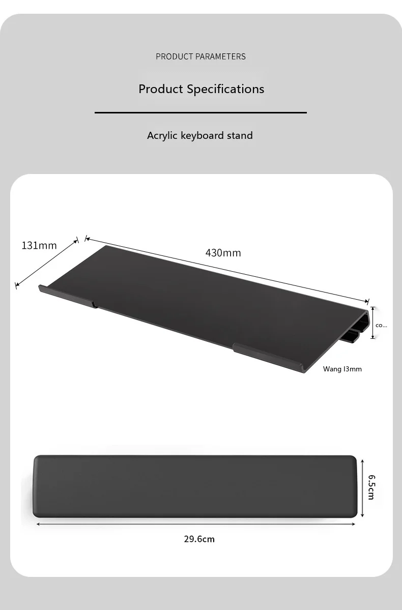 Acryl-Tastaturständer Z-Form Neigbarer Desktop-Ständer mit Handgelenkauflage für Mechanische Tastaturen Transparent Schwarz – Detail 7
