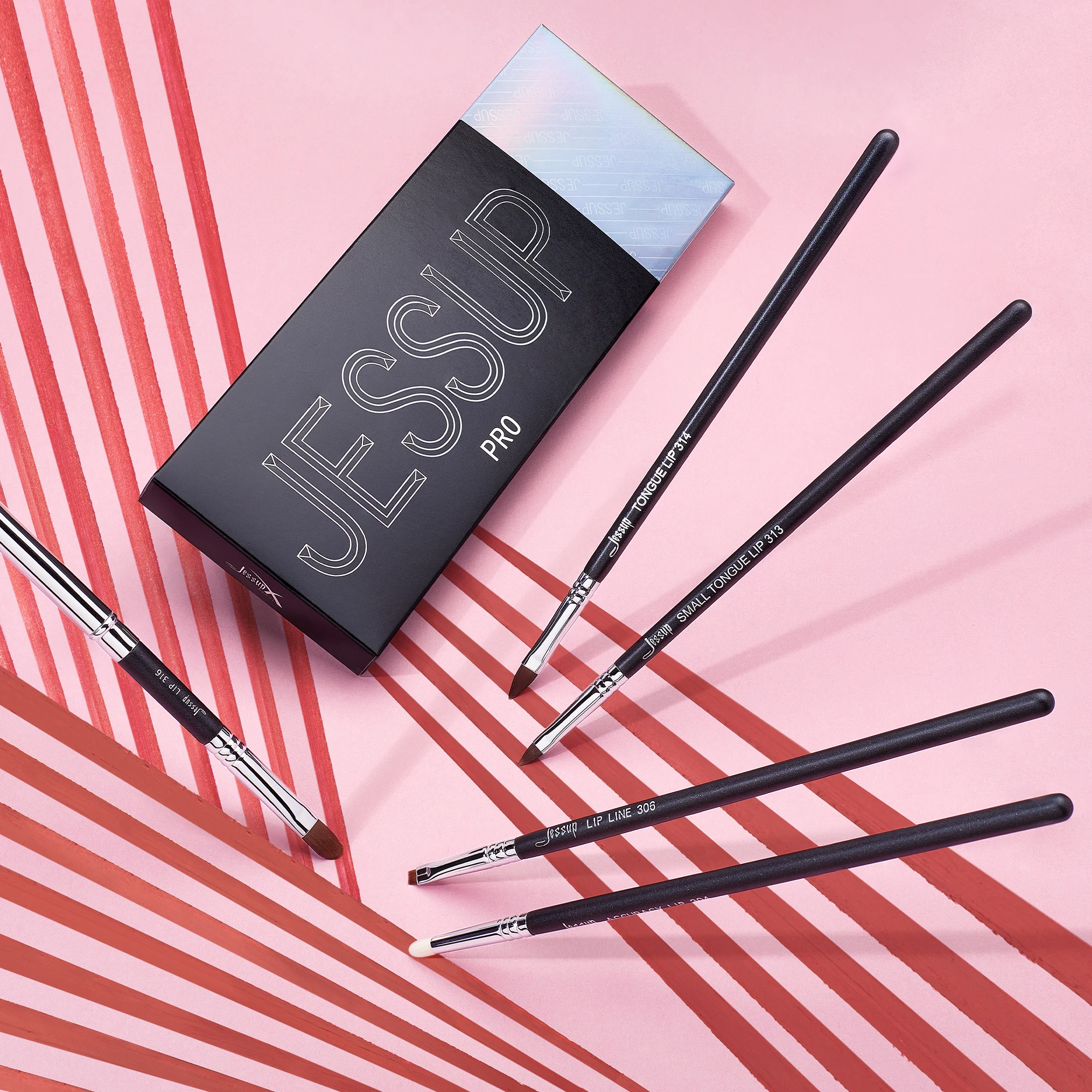 Jessup Eyeliner Brush Set,Eyebrow Brush set,Lip Brush set, Eye liner Angled Flat Definer Bent Pencil Point Brow T324