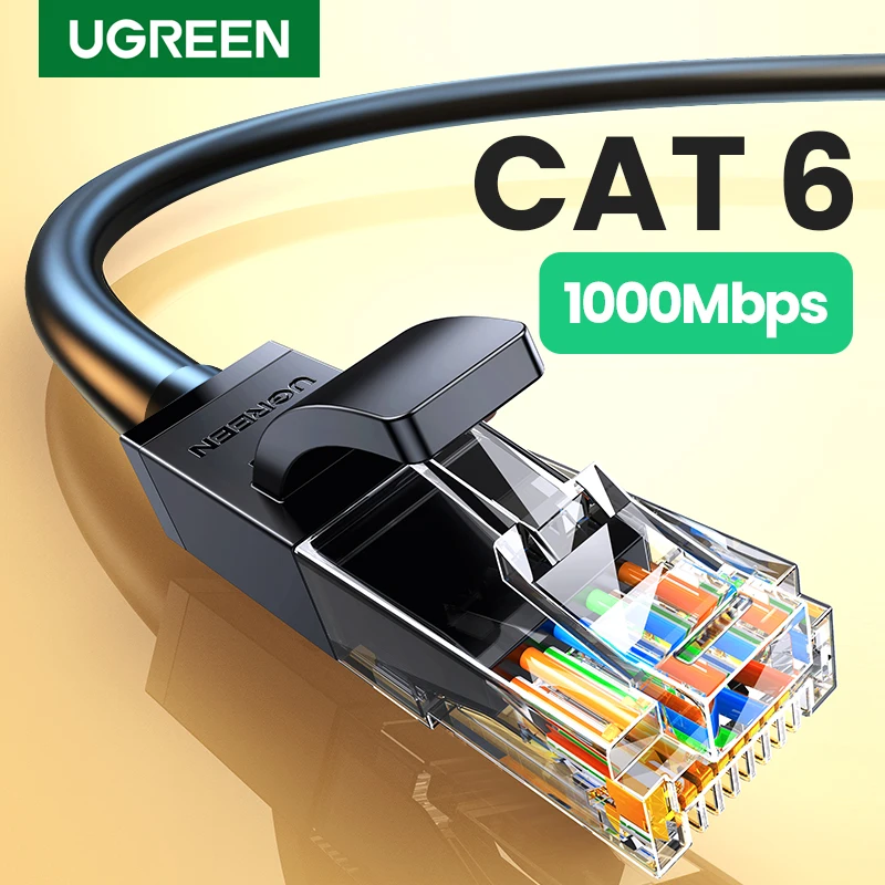 UGREEN CAT 6 كابل إيثرنت 1000Mbps عالي السرعة RJ45 الإنترنت Lan كابل توصيل الكمبيوتر لجهاز التوجيه مودم التبديل PC PS5 Xbox Cord