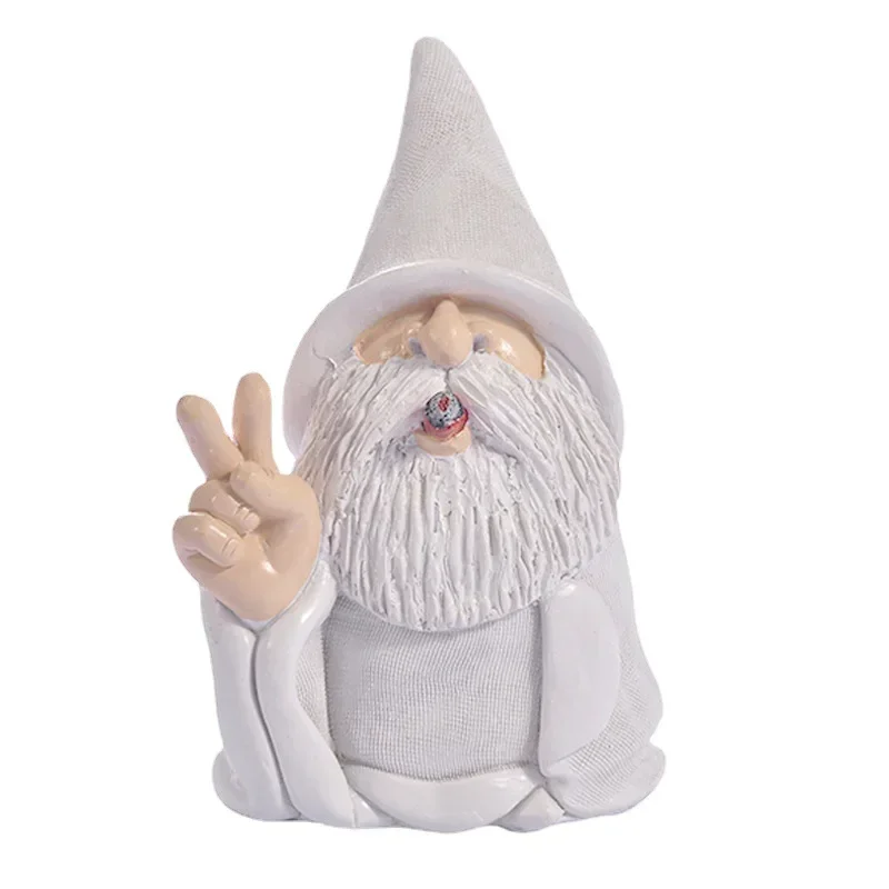 Funny Smoking Dwarf Garden Sculpture Ornaments  Wizard Gnome Statue Indoor Outdoor Figurine Gift Home Yard Decoration