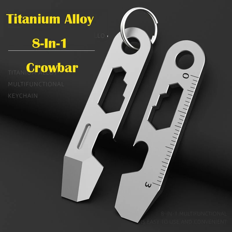 NEW CNC TC4 Titanium Alloy Crowbar Bottle Opener Graduated scale Hexagon Wrench EDC Outdoor Tools Multifunction Camping Gear