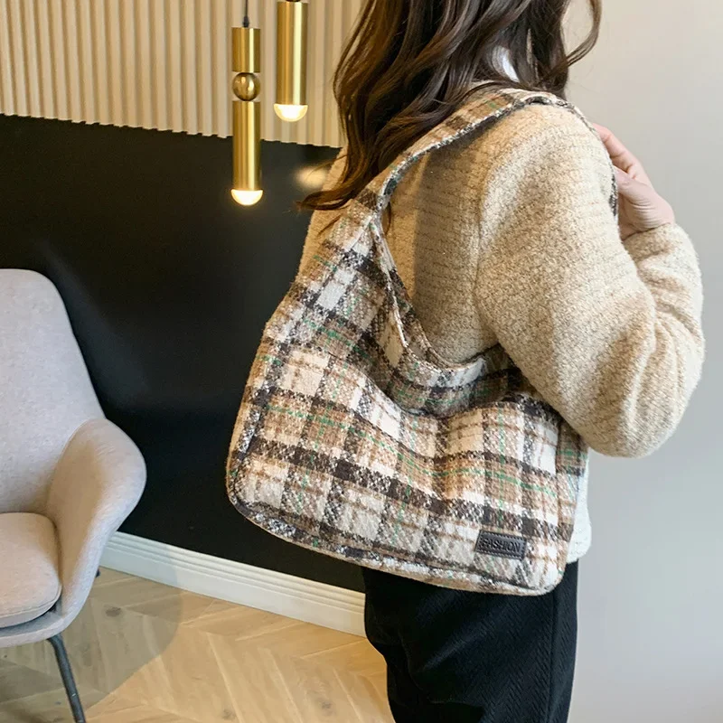 Schoudertas voor dames Tote Bag Trendy Retro Plaid Grote capaciteit Designer Tassen Moeder Kindertassen voor meisjes Dames Handtassenlai4%