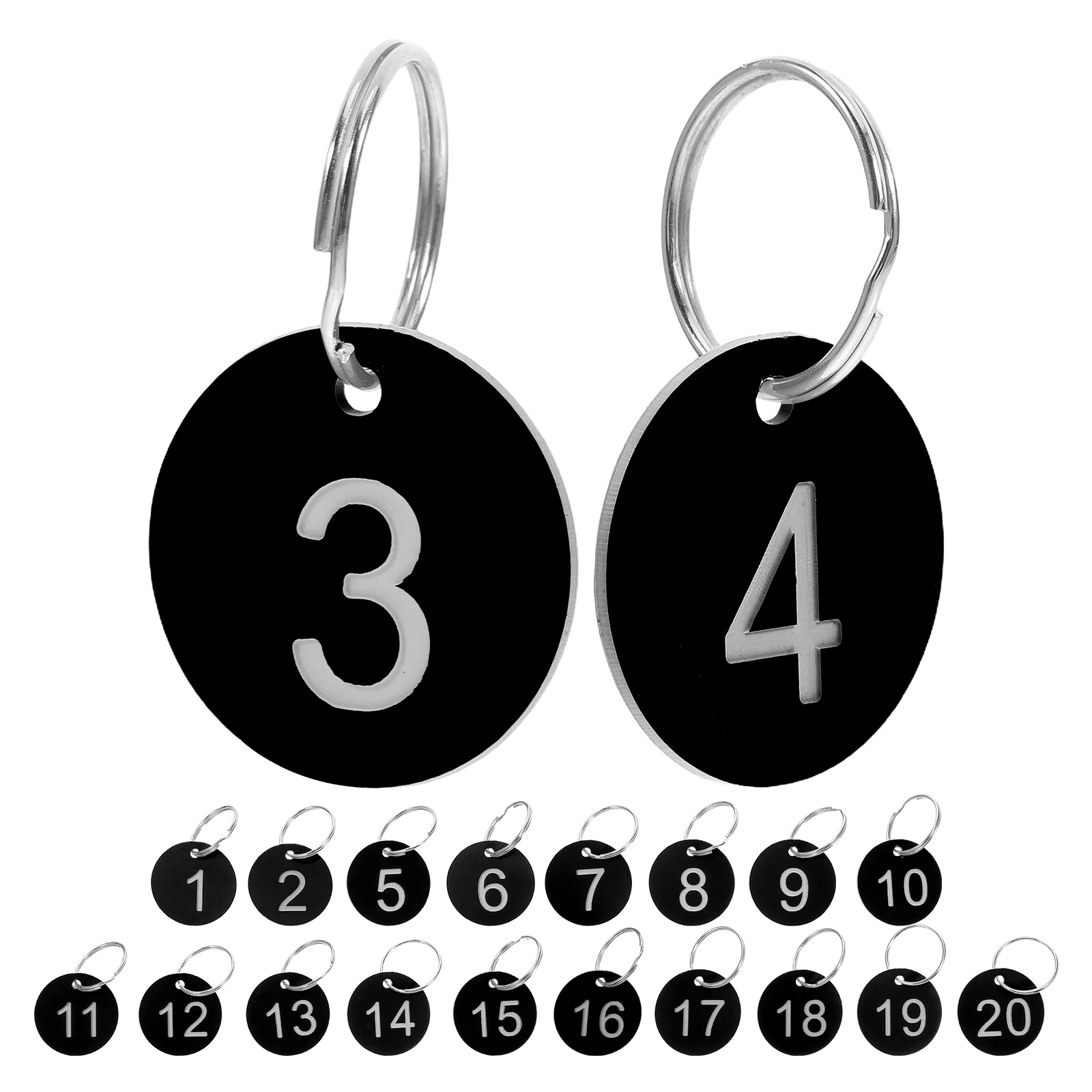 

1 set 1 Set 1-20 Round Numbered Key Tags Plastic Number Cards For Keys Bags Lockers Clear Display Sturdy Hanging Tabs Easy