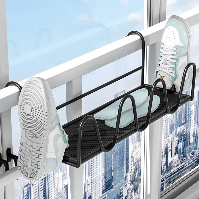 Balcony Drying Shoe Rack Sandals Outdoor Window Railing Drying Rack Hook Drying Rack Home Organization and Storage Shelf