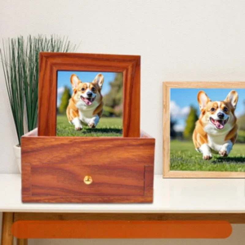 Puppy Kitten Pet Funeral Box with Photo Frame Pet Commemorative Pet Urn Puppy Cat Commemorative Box