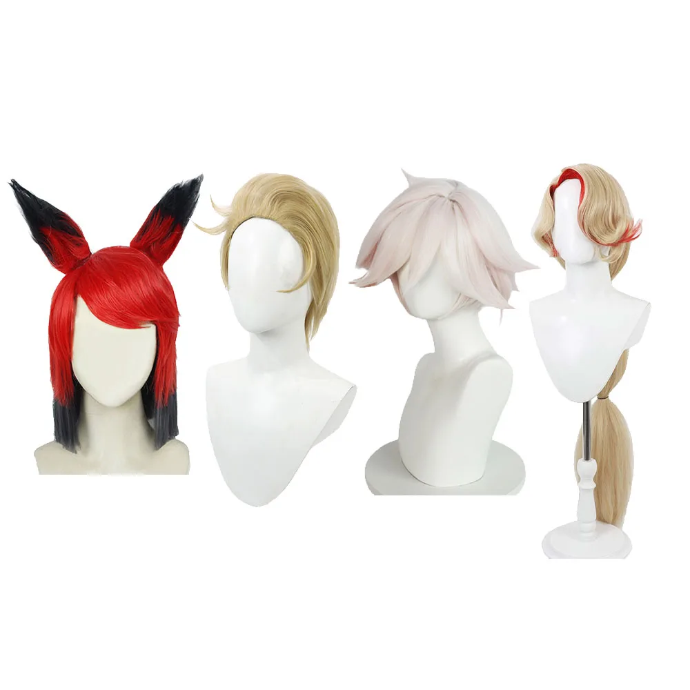 Peluca de Lucifer para hombre adulto, accesorio de Cosplay de Alastor, pelo sintético resistente al calor, ideal para carnaval y Halloween