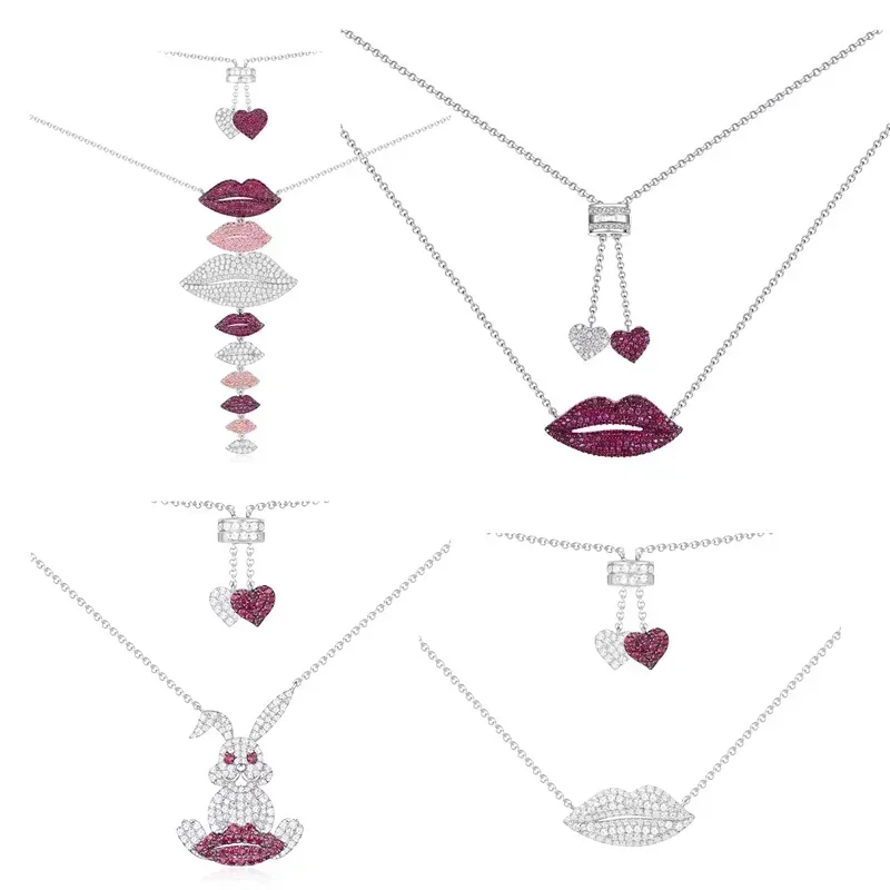 CY 2025 Fun Rabbit Lip Girl Necklace Bracelet Fashion Personalized Birthday Party Light Luxury Versatile Gift
