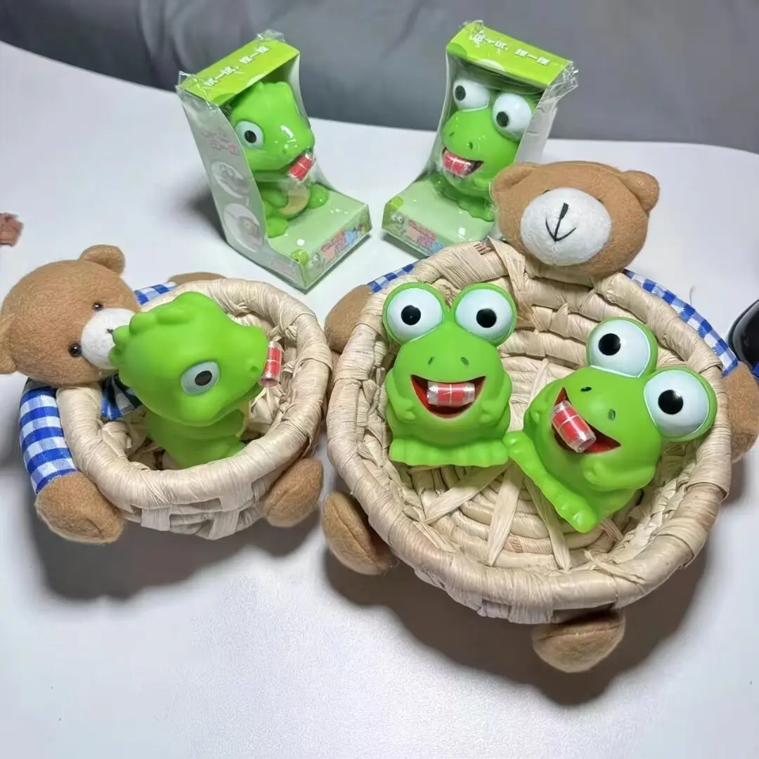 Pinch Frog Dinosaur Sticking Tongue Out Toy Funny Practical Joke Gag Toys Sensory Stress Relief Fidget Pop Cat Toy for Kid Adult