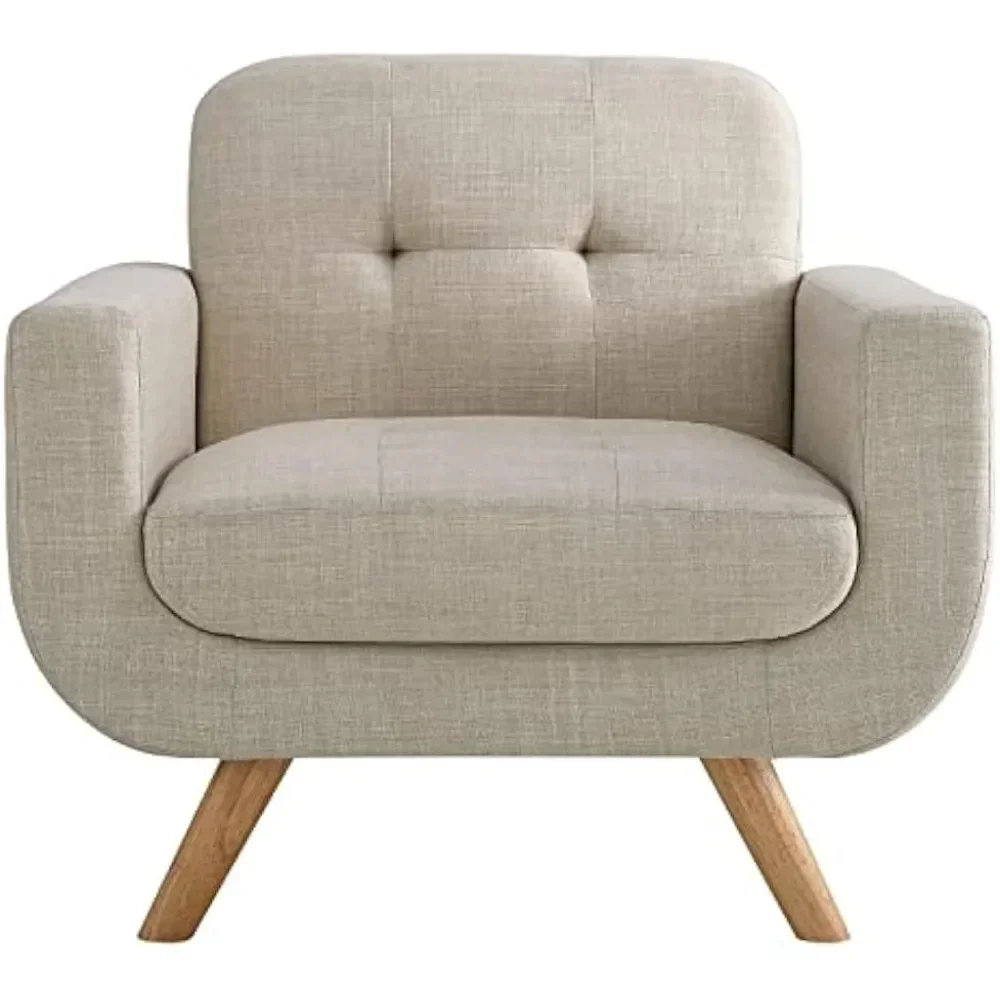 Contemporary Accent Armchair with Linen Upholstery Living Room Furniture, 1SEAT, Beige