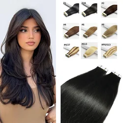 Tape In Hair Extension Invisible Seamless Real Human Hair Straight Tape Ins Black Brown Blonde 20pcs 16-26 inch For Salon